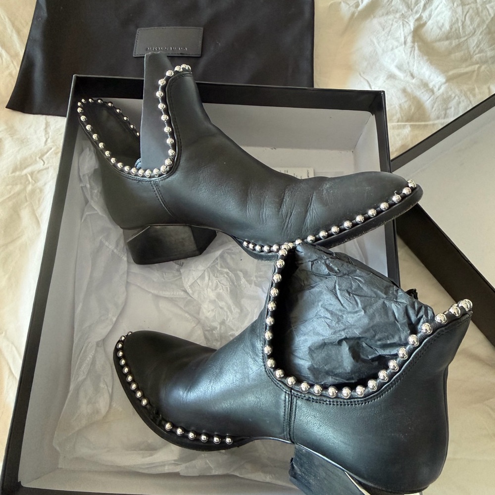 Alexander Wang Black Studded Ankle Boots View 6